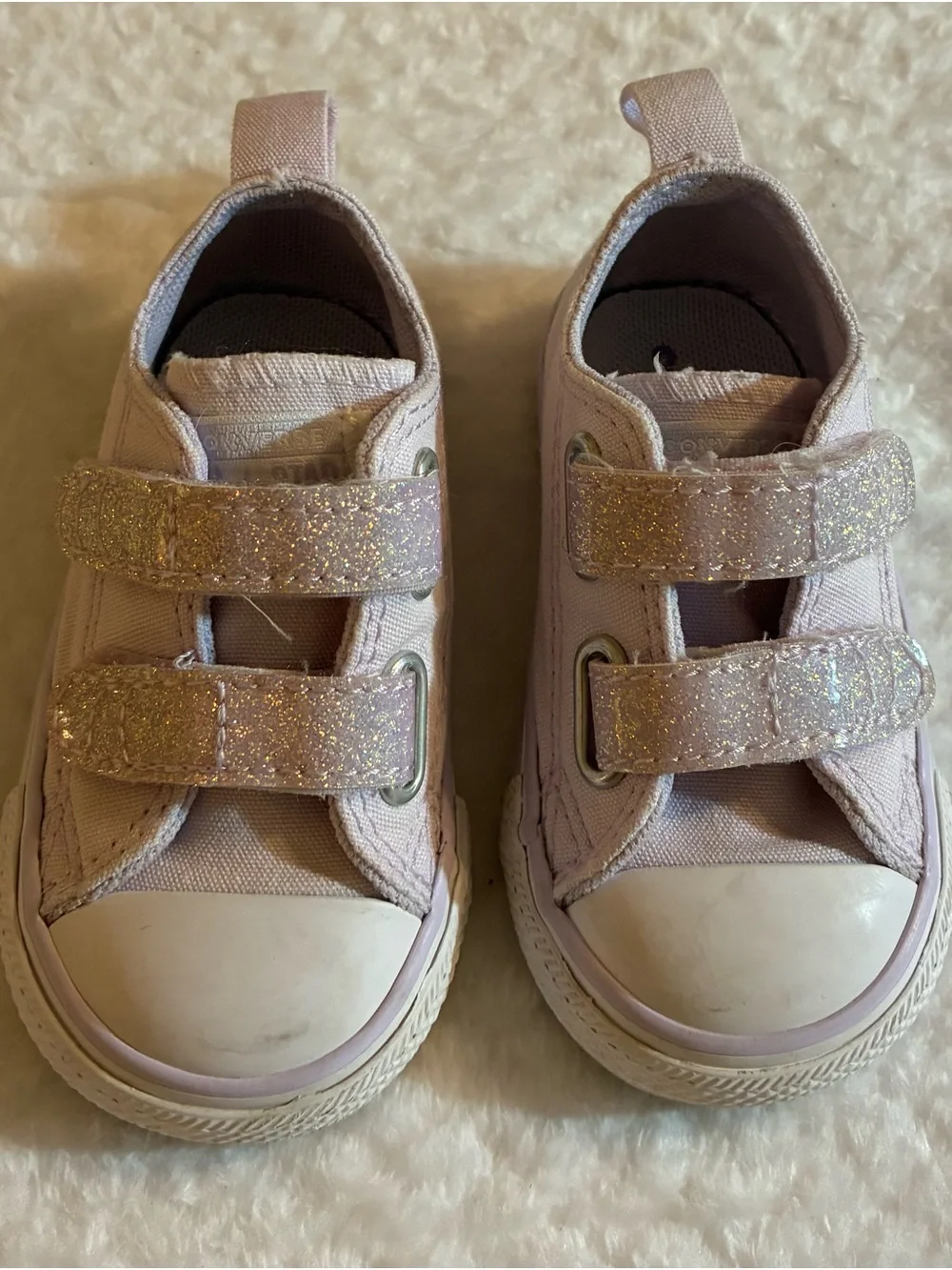 Converse All-Star Toddler Baby Sz 4 Disco Glitter Sneakers Lilac Purple Violet